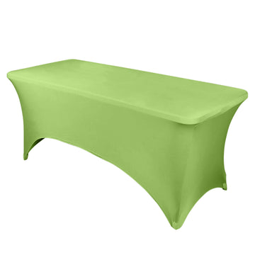 Apple Green Stretch Spandex Rectangle Tablecloth 8ft Wrinkle Free Fitted Table Cover for 96"x30" Tables