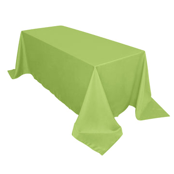 90"x132" Apple Green Seamless Polyester Rectangular Tablecloth for 6 Foot Table With Floor-Length Drop