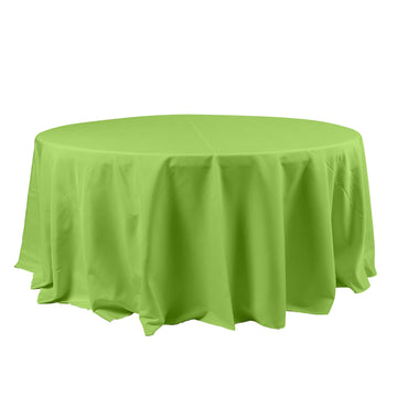 120" Apple Green Seamless Polyester Round Tablecloth for 5 Foot Table With Floor-Length Drop