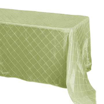 90" x 132" Apple Green Taffeta Pintuck Seamless Rectangular Tablecloth