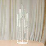 7 Arm Clear Acrylic Cluster Round Pillar Candle Stick Stand, 33inch Candelabra