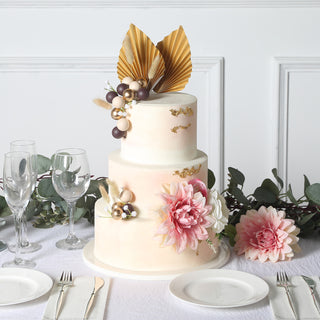 Add a Touch of Vintage Elegance with the Assorted Gold Boho Style Palm Leaf Flower Ball Cake Toppers