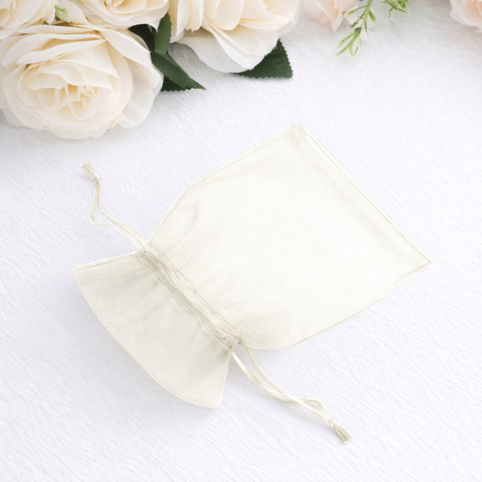 Sheer organza gift bag with drawstring closure, perfect for special occasions.