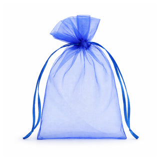 Blue organza gift bag with drawstring closure #whtbkgd