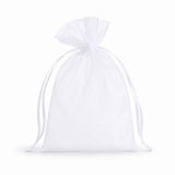White sheer drawstring gift bag on a plain background#whtbkgd