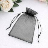 Black organza gift pouch with drawstring closure