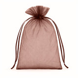 Brown organza gift bag with drawstring closure #whtbkgd