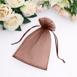 Brown organza gift bag with drawstring closure