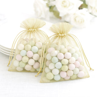 Pastel-colored candy-filled favor bags for celebrations.