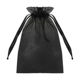 Black organza drawstring gift bag with satin ribbon closure #whtbkgd
