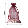 10 Pack | 6x9inches Burgundy Organza Drawstring Wedding Party Favor Bags
