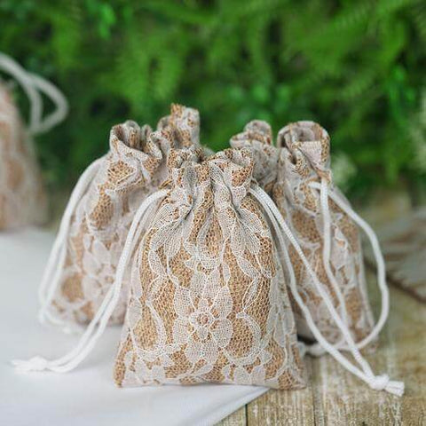 Lace drawstring gift bags