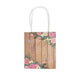 12 Pack Natural Wood Print Paper Party Favor Bags with Rose Floral Accent, Small Gift Goodie#whtbkgd