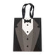 12 Pack White Black Tuxedo Premium Paper Party Favor Goodie Bags With Satin Handles Reusable Wedding