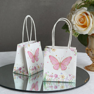 <span style="background-color:transparent;color:#111111;">Adorable White Pink Glitter Butterfly &amp; Floral Print Paper Gift Bags</span>