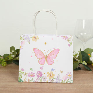 <h3 style="margin-left:0px;"><strong>Whimsical Pink Glitter Butterfly Paper Gift Bags</strong>