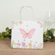 12 Pack Pink Glitter Butterfly Paper Favor Bags With Handles, Floral Print White Goodie Gift Bags