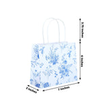 12 Pack White Blue Paper Gift Bags With Handles in French Toile Pattern