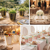 Decorative planters and elegant table settings for a sophisticated event.