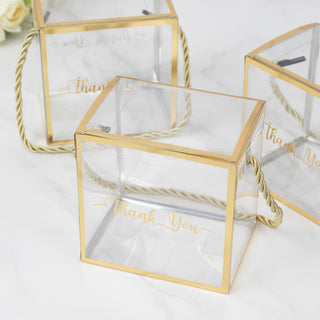 <h3 style="margin-left:0px;"><strong>Plastic Clear Cube Gift Boxes with Gold Trim</strong>