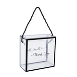 Clear acrylic gift box with "Thank You" design and black rope handle