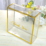 25 Pack Gold Trimmed Clear PVC Gift Boxes with Rope Handles and Thank You Print