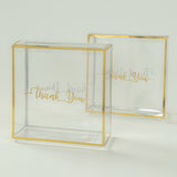 25 Pack Gold Trimmed Clear PVC Gift Boxes with Rope Handles and Thank You Print