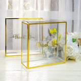 25 Pack Gold Trimmed Clear PVC Gift Boxes with Rope Handles and Thank You Print