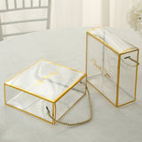 25 Pack Gold Trimmed Clear PVC Gift Boxes with Rope Handles and Thank You Print, Square Transparent 