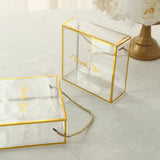 25 Pack Gold Trimmed Clear PVC Gift Boxes with Rope Handles and Thank You Print, Square Transparent 