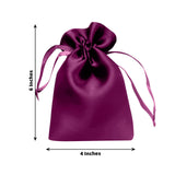 Purple satin drawstring gift bag, 6x4 inches, perfect for special occasions.