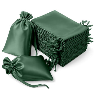 Creative Uses and Décor Ideas for Hunter Emerald Green Satin Favor Bags