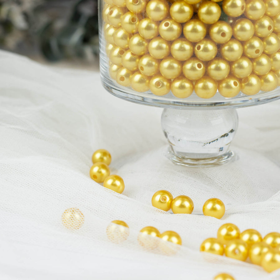 1000 Pack | 10mm Metallic Gold Faux Craft Pearl Beads & Vase Filler