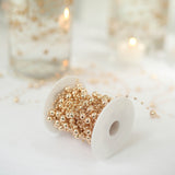 100ft | Rose Gold Artificial DIY Craft Fishing Line Pearl Chains, Faux Pearl String Beads Vase Filler Garland Roll