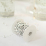 100ft | Silver Artificial DIY Craft Fishing Line Pearl Chains, Faux Pearl String Beads Vase Filler Garland Roll
