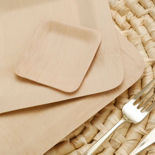 Convenience and Elegance: 25 Pack 3.5" Bamboo Square Disposable Dessert Plates