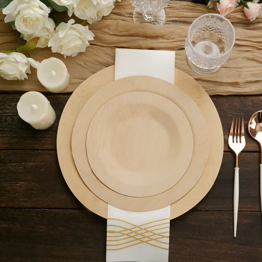 10 Pack | 11inches Eco Friendly Bamboo Round Disposable Dinner Plates