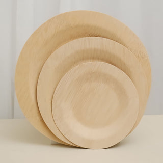 Eco Friendly Bamboo Round Disposable Dinner Plates - Natural