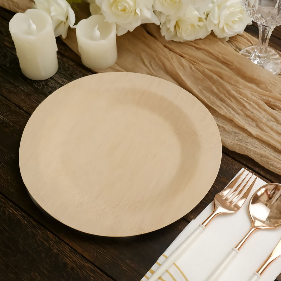10 Pack | 9inch Eco Friendly Bamboo Round Disposable Dinner Plates