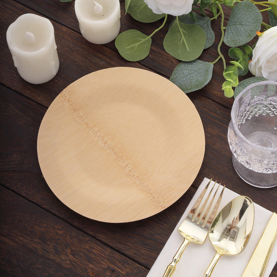 10 Pack 9" Eco Friendly Bamboo Round Disposable Dinner Plates