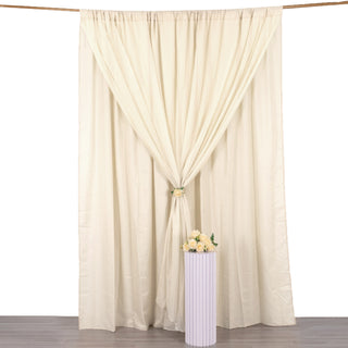 Beige Poly Backdrop Curtain with Rod Pockets for a Classy Event Experience
