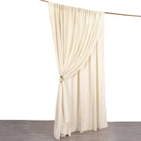 10ft Beige Dual Layered Sheer Chiffon Polyester Backdrop Curtain With Rod Pockets