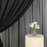 10ft Black Dual Layered Sheer Chiffon Polyester Backdrop Curtain With Rod Pockets