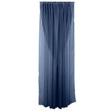Navy sheer curtain panel with gathered top for elegant window treatment