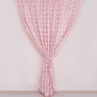 Blush Satin Rosette Photo Booth Event Curtain Drapes