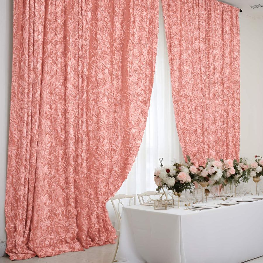 8ftx8ft Dusty Rose Satin Rosette Photo Booth Event Curtain Drapes