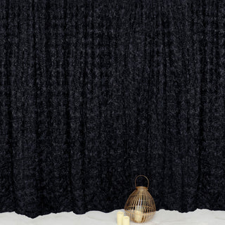 Black Satin Rosette Photo Booth Event Curtain Drapes for a Touch of Luxury