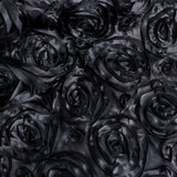 8ftx8ft Black Satin Rosette Photo Booth Event Curtain Drapes, Backdrop Window Panel#whtbkgd