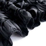 8ftx8ft Black Satin Rosette Photo Booth Event Curtain Drapes, Backdrop Window Panel