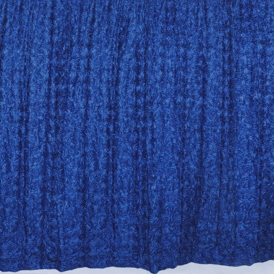 8ftx8ft Royal Blue Satin Rosette Event Curtain Drapes, Backdrop Event Panel